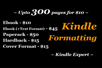 convert upto 300 pages to kindle formatting  ebook formatting