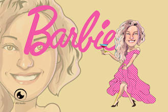 create customized barbie style caricature comic cartoon