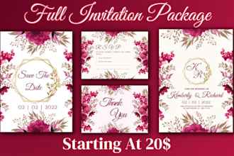 design unique and beautiful wedding invitation cards and packages