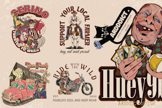 make cool hand drawn retro vintage illustration, for you