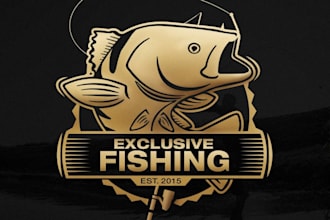 create a professional fishing and hunting logo for you