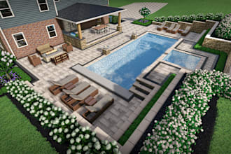 do landscape design patio pool plant beds pergola for your outdoor space 3d 2d