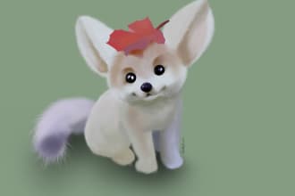 draw you a watercolor cute animal portrait