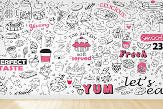 design wall art, wallpaper, mural, decal, doodle wall art