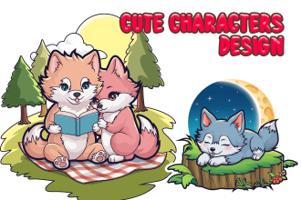create cute animal characters, stickers, mascots, chibi