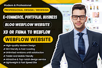 design ecommerce, business, portfolio, blog webflow website, xd,figma to webflow