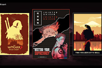 design minimalist game, anime or movie posters