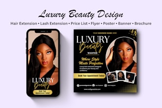 design a luxury hair and lash extension price list