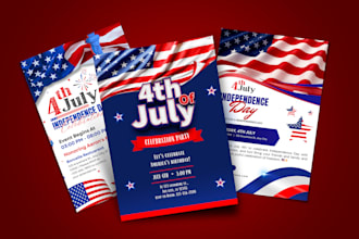 create eye catching flyer banner and poster for independence day 4th july