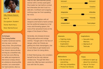 create a detailed bio and backstory for your characters