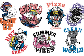 do retro cartoon character logo mascot t shirt design