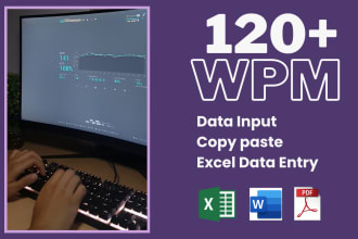 do fast data input, copy paste job, fast 120 wpm typist