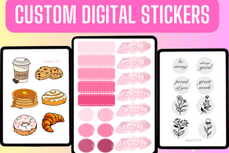 create digital stickers for digital planner journal or etsy, goodnotes