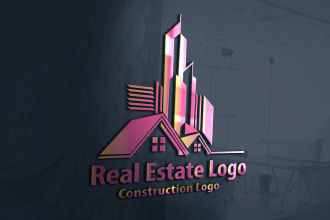 do unique construction, plumbing and real estate logo in 24h