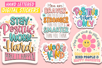 create design hand lettered sticker designs with your words