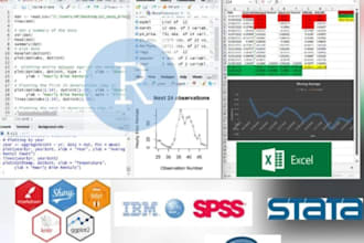 do data analysis using r, stata, spss, excel, python and do reports