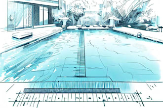draw beautiful swimming pool design