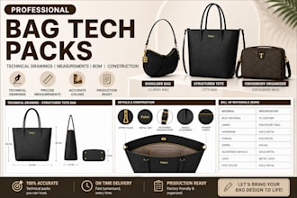 create factory ready bag tech pack and backpack spec sheet