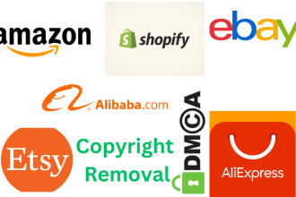 remove copied listings from shopify ebay, etsy, alibaba,amazon under dmca