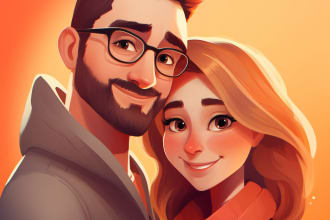 draw couple portrait illustration from photo