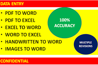 accurate data entry, PDF to word and excel conversion
