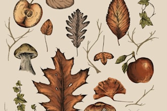 make illustrations for bookmarks, in a vintage style