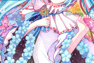 paint watercolour illustration for anime or game characters