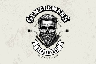 do haircutting beauty saloon vintage beard skull logo