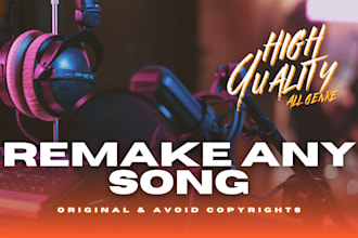 remake instrumental backing track or cover song in 24 hours