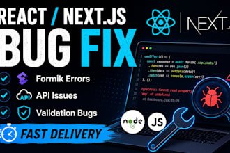fix react, nextjs, javascript and API bugs fast