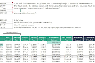 prepare loan schedule, debt schedule, mortgage amortisation or loan calculator