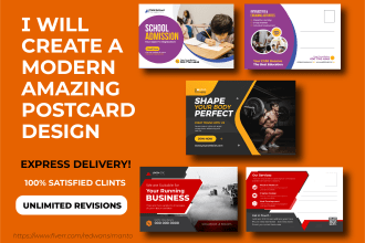 create a modern and amazing postcard design in 24 hours