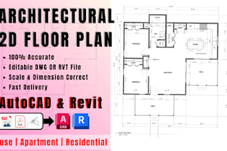 draw 2d floor plans in autocad and 3d revit models