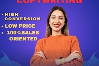 do expert copywriting for ads, sales pages, emails and funnels