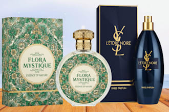 make label and packaging for perfume, cosmetics, fragrances, brand, beauty, mist