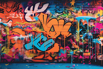 do amazing wall art, decal, mural, doodles, graffiti skateboards, street arts