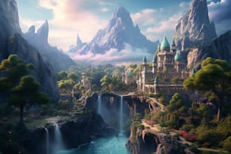 create fantasy background and landscape