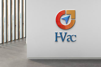 design logo about plumbing heating cleaning air conditioning hvac oil gas