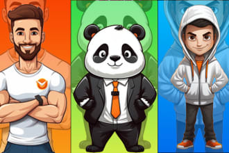 custom cartoon mascot, cartoon character and cartoon logo illustration