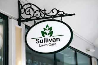 design logo about landscape, farm, eco, agriculture and lawn care