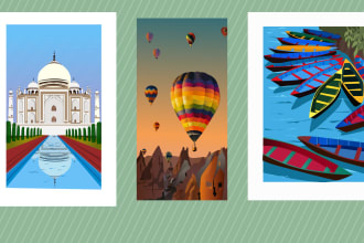 create professional travel poster design in retro or vintage