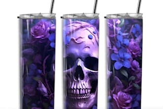 design a unique 20oz 30oz skinny tumblers by midjourney ai
