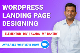 design modern wordpress landing page with elementor, avada, divi, and wpbakery