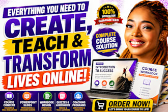 create online course content, coaching program workbook design and slides