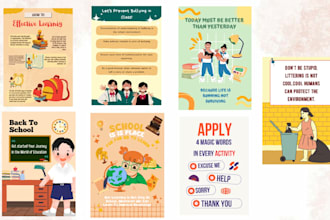 design simple educational posters and brochures for school children