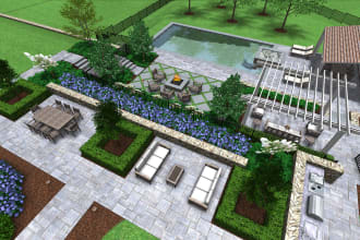 do backyard landscape  front yard   terrace 3d architectural layout plans