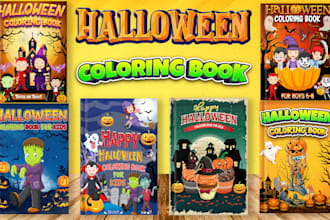 create halloween coloring book and activity book cover design for amazon kdp