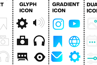 design minimalist line art icons for your app or website