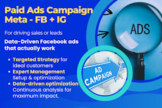 create, manage and optimize a data driven facebook and meta PPC ad campaign