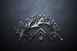 do tree care,grass trimming, lawn care, landscape logo